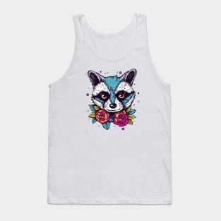 Bright Flower Raccoon Tank Top